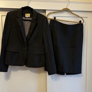 LOFT Charcoal Blazer and Skirt Ensemble